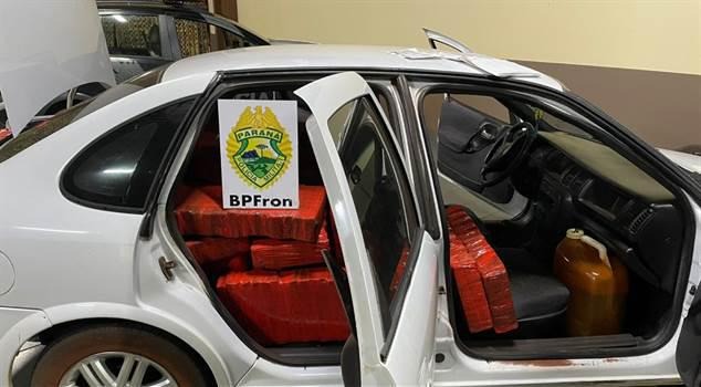 BPFRON apreende veículo com 561 quilos de droga em Guaíra