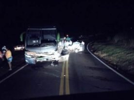 Carro bate de frente com ônibus na PR-542, no norte do estado; quatro morreram