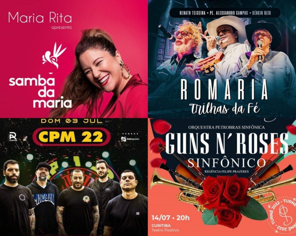 Agenda de shows em Curitiba: Teatro Positivo recebe de rock ao pagode em julho