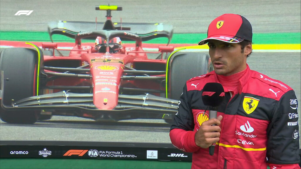 Sainz larga na pole no GP da Bélgica; Verstappen no fim do grid
