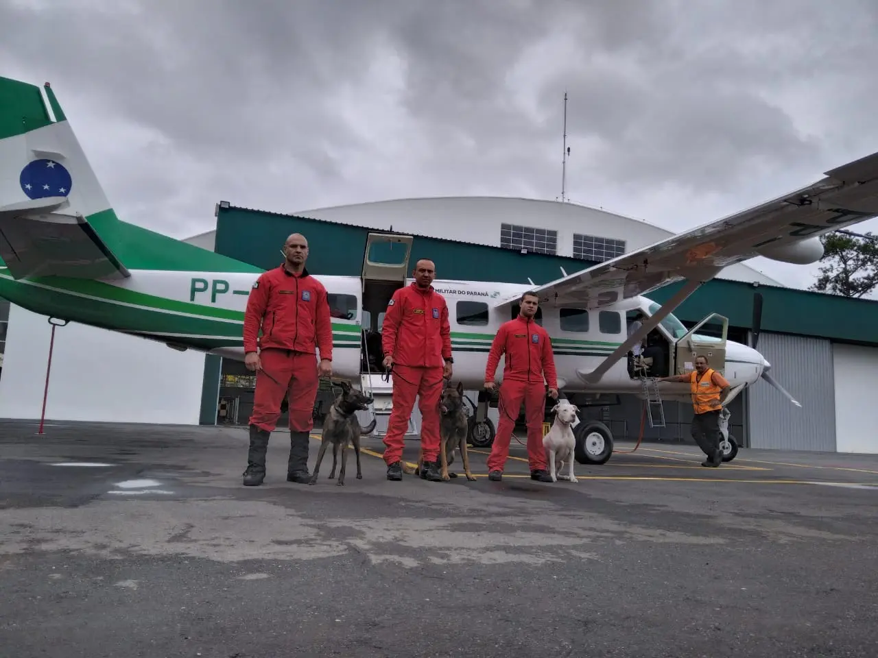 Bombeiros e cães do Paraná embarcaram para ajudar o Rio Grande do Sul