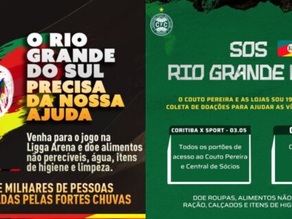 Athletico e Coritiba aderem campanha para ajudar o Rio Grande do Sul