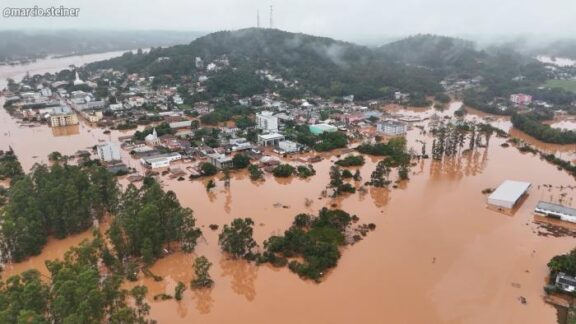 Cidade em que nasceu presidente do Athletico fica destruída pelas enchentes no RS