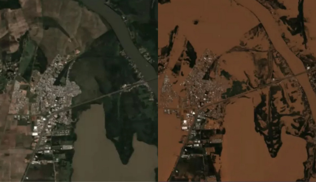 Imagens de satélite mostram cenário devastador no Rio Grande do Sul; veja antes e depois